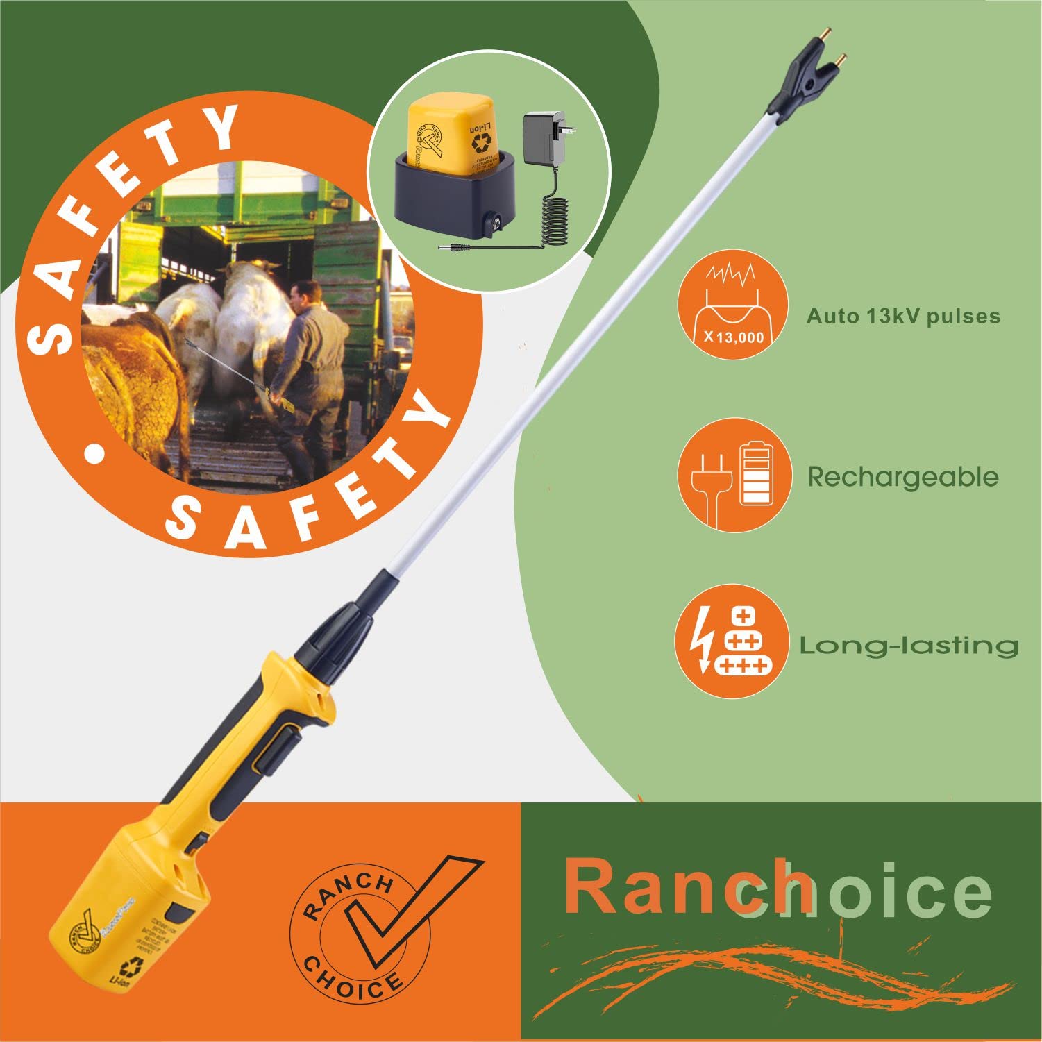 Detachable battery pack from RANCH CHOICE for quick charging and extended use.