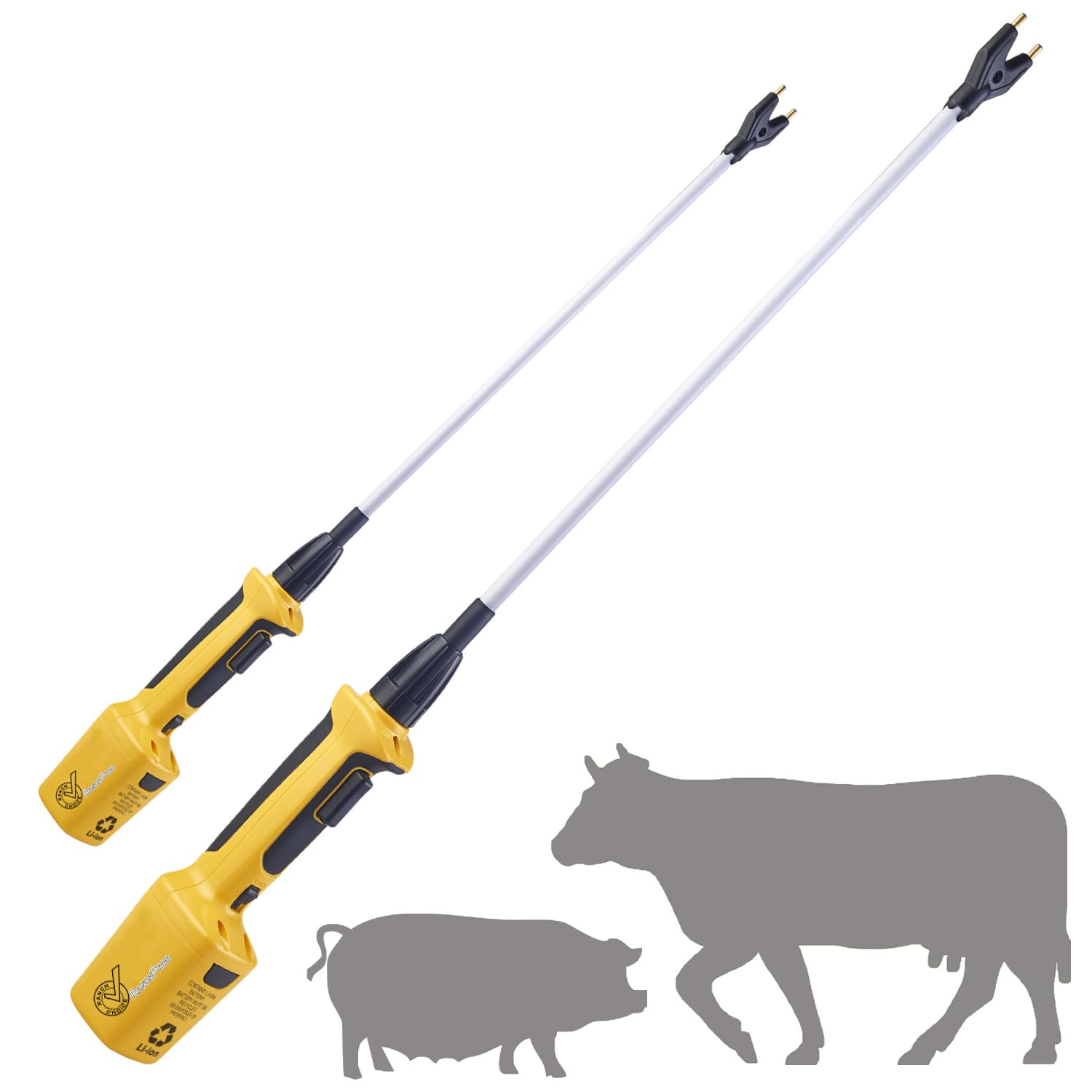 Ranch Choice rechargeable cattle prod with battery pack enables extended use on demanding ranch days.