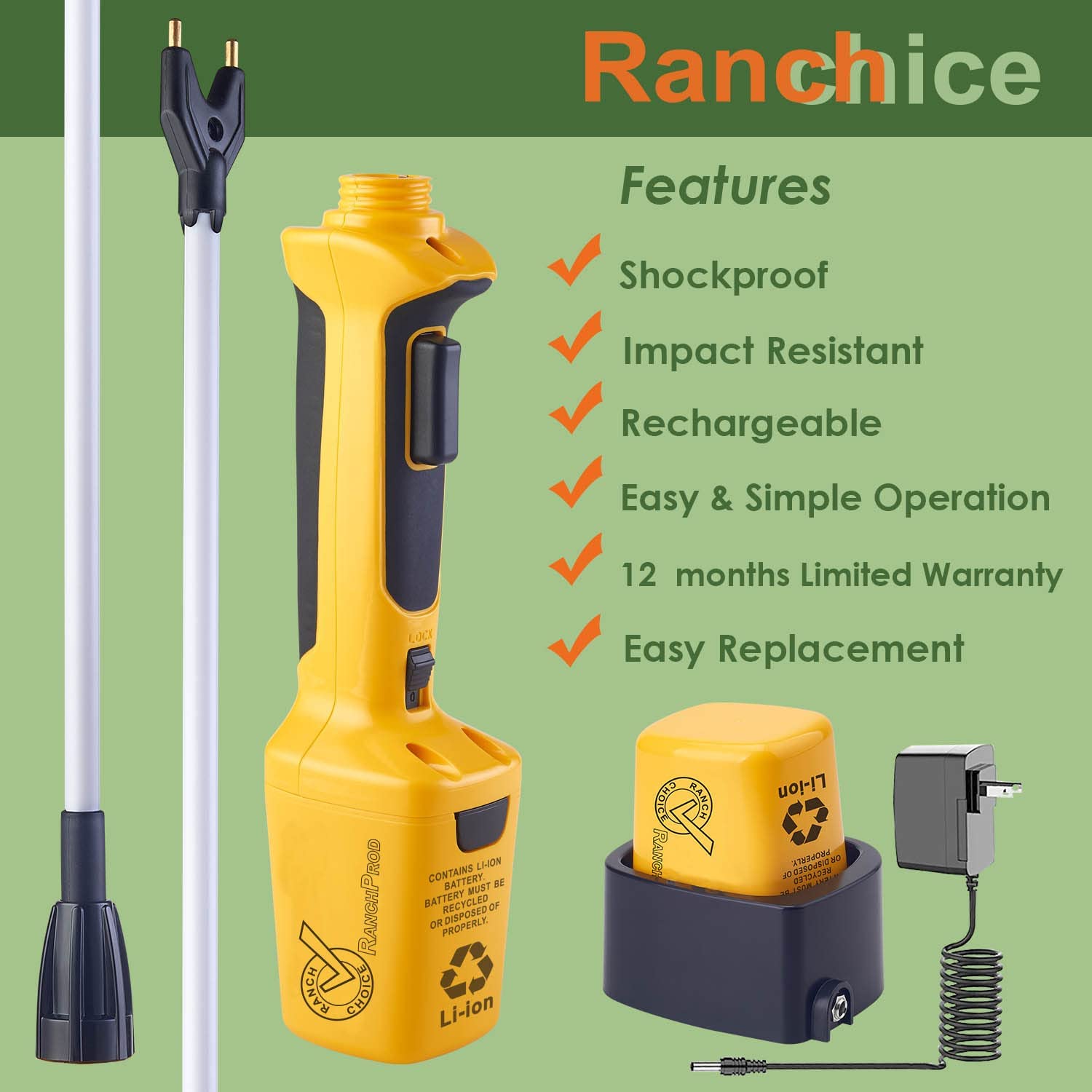 Ranch Choice cattle prod pulse output guides livestock safely.