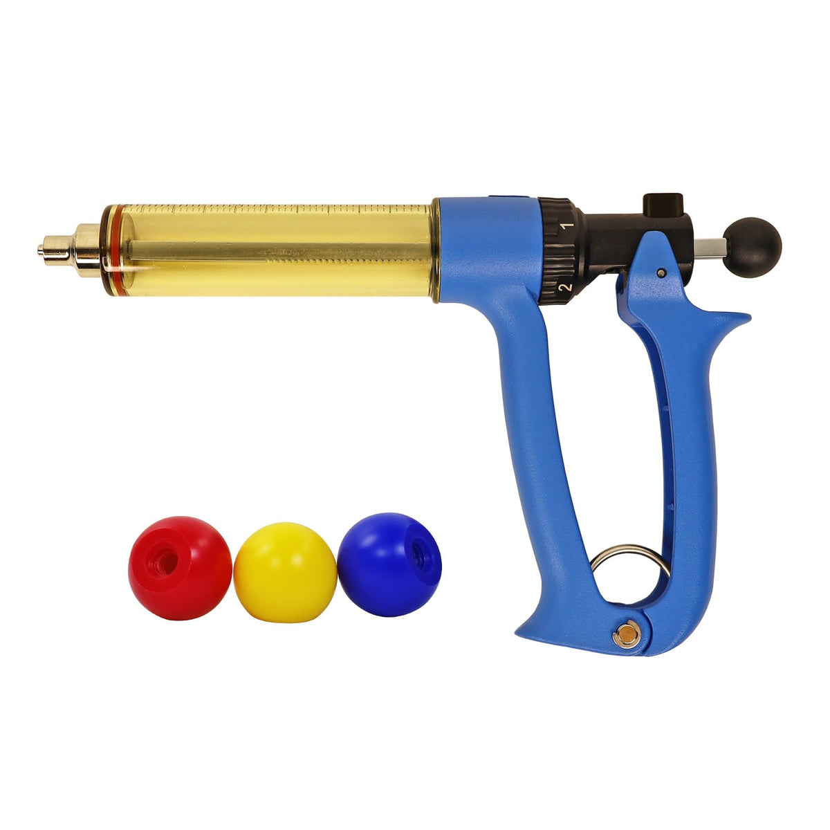 Ranch Choice 50ml semi-automatic syringe with blue piston knob for quick, accurate dosing.