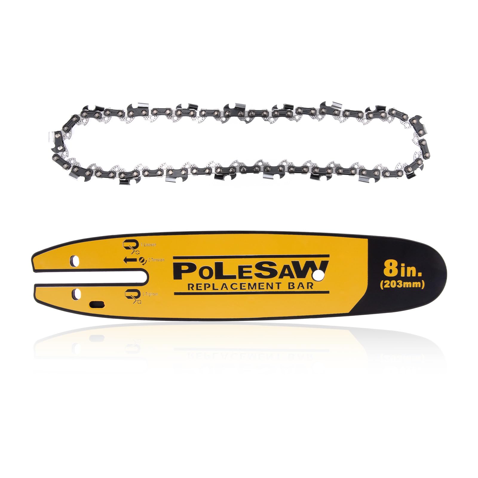Raneped 8-inch bar and chain for DEWALT DCPS620B, ideal for precise pruning tasks.