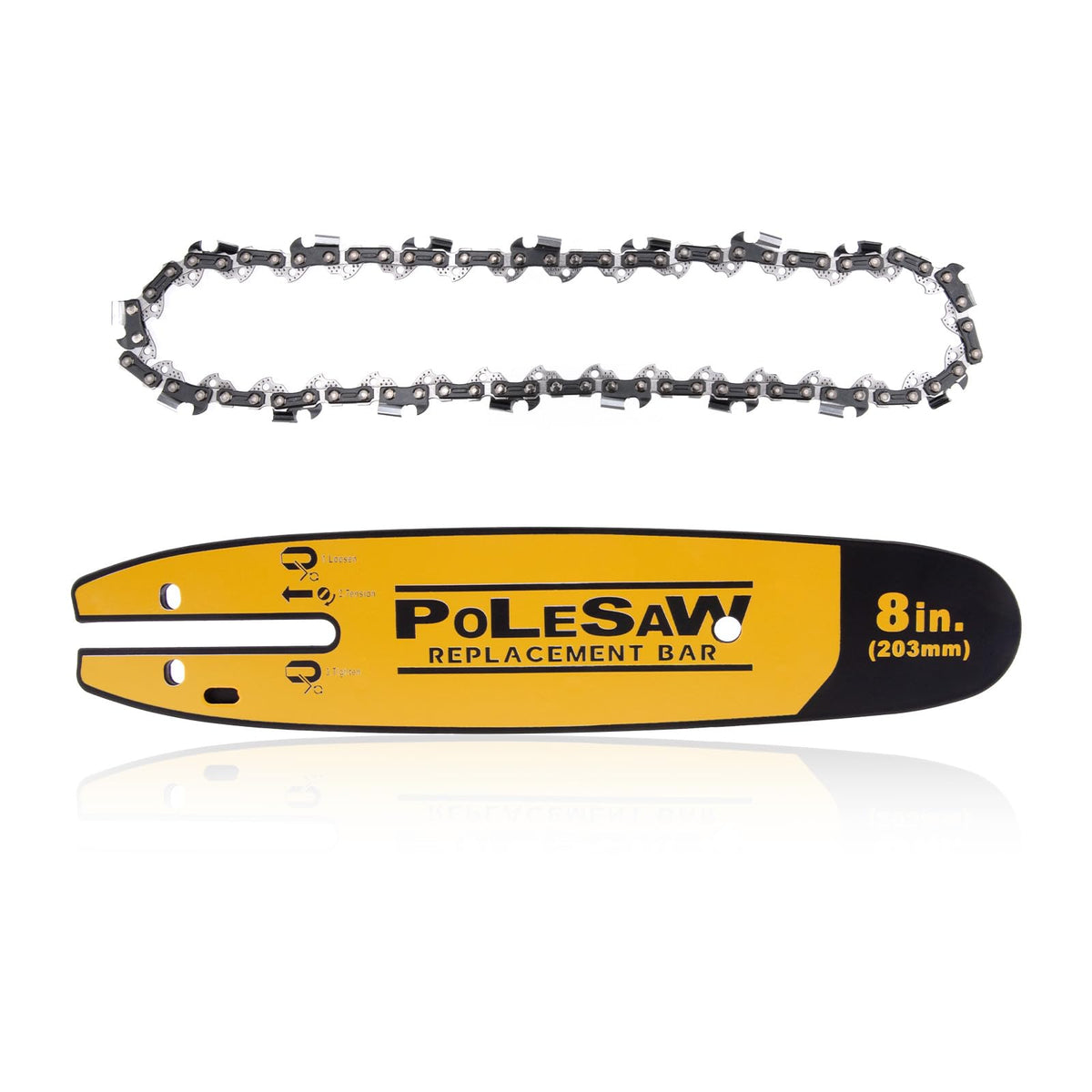 Raneped 8-inch bar and chain for DEWALT DCPS620B, ideal for precise pruning tasks.