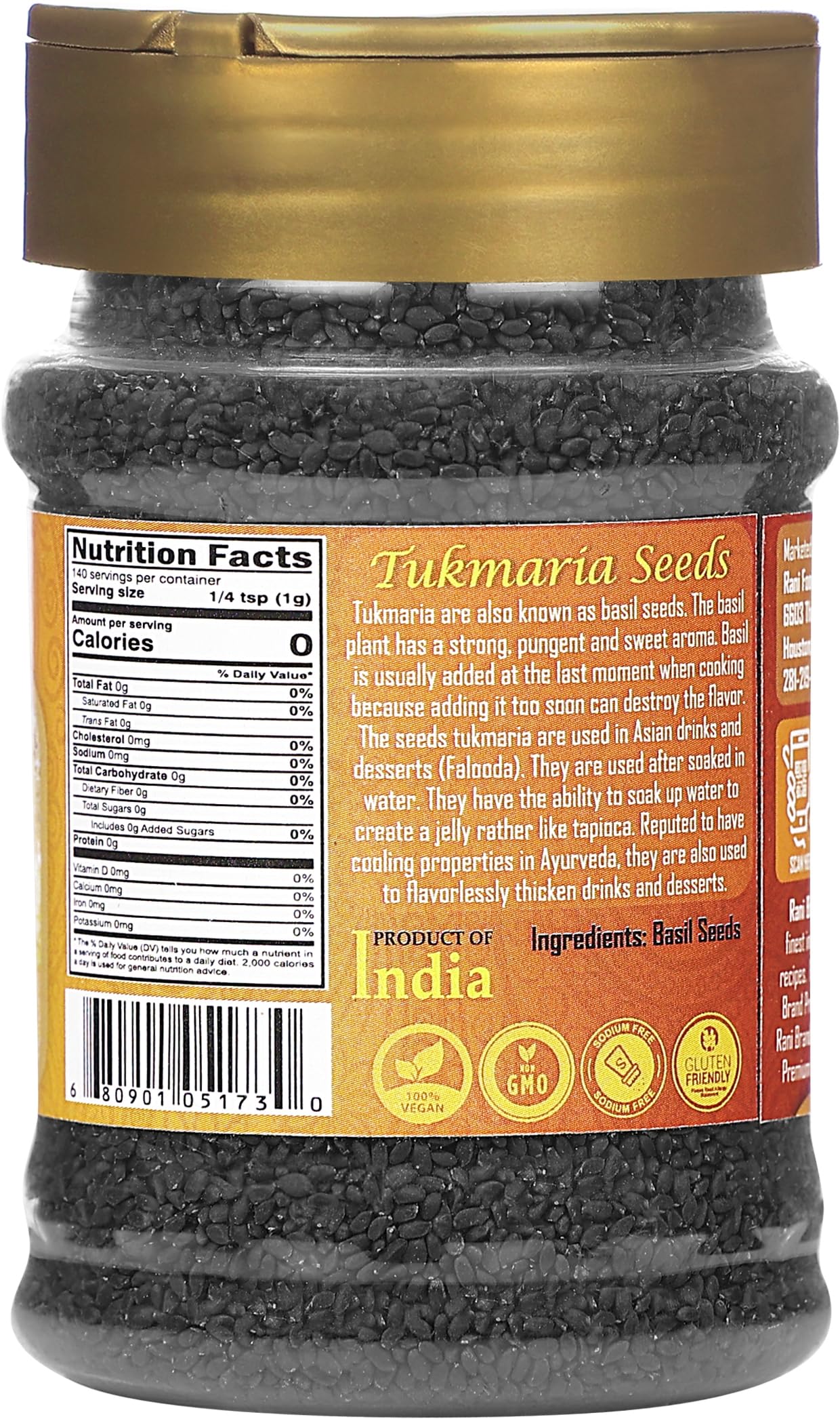 Rani Tukmaria seeds closeup showing tiny black basil seeds