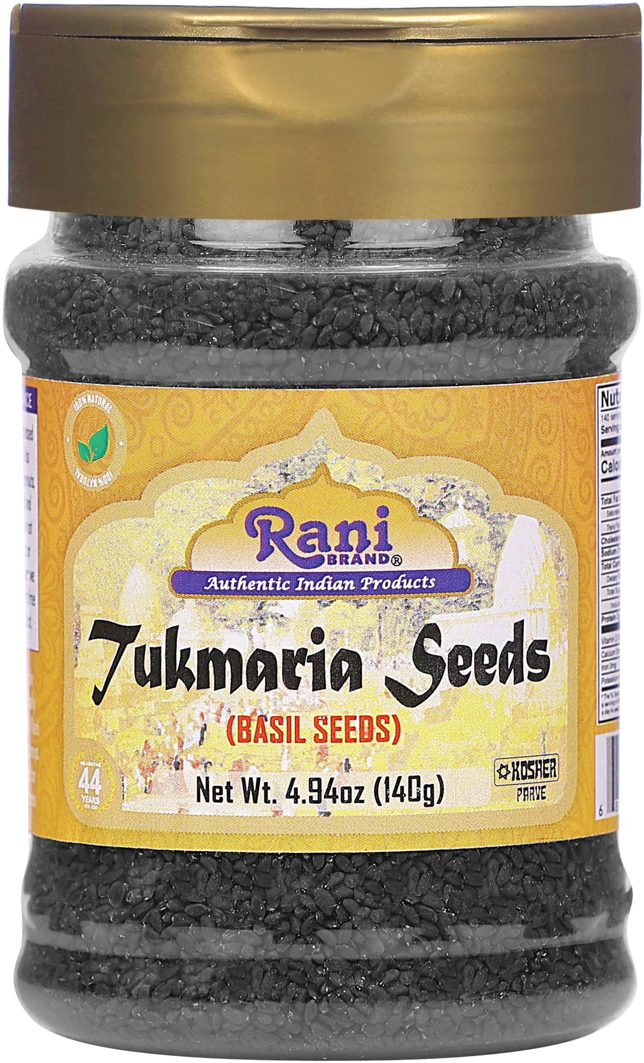 Rani Tukmaria seeds in front jar for falooda texture