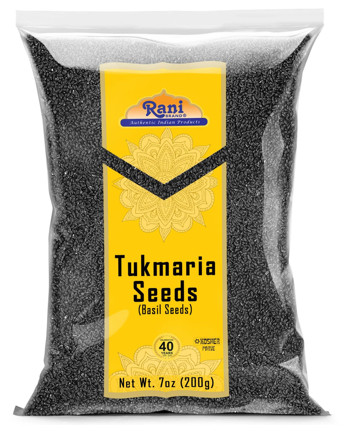 Rani Tukmaria basil seeds packaging shows authentic Indian quality