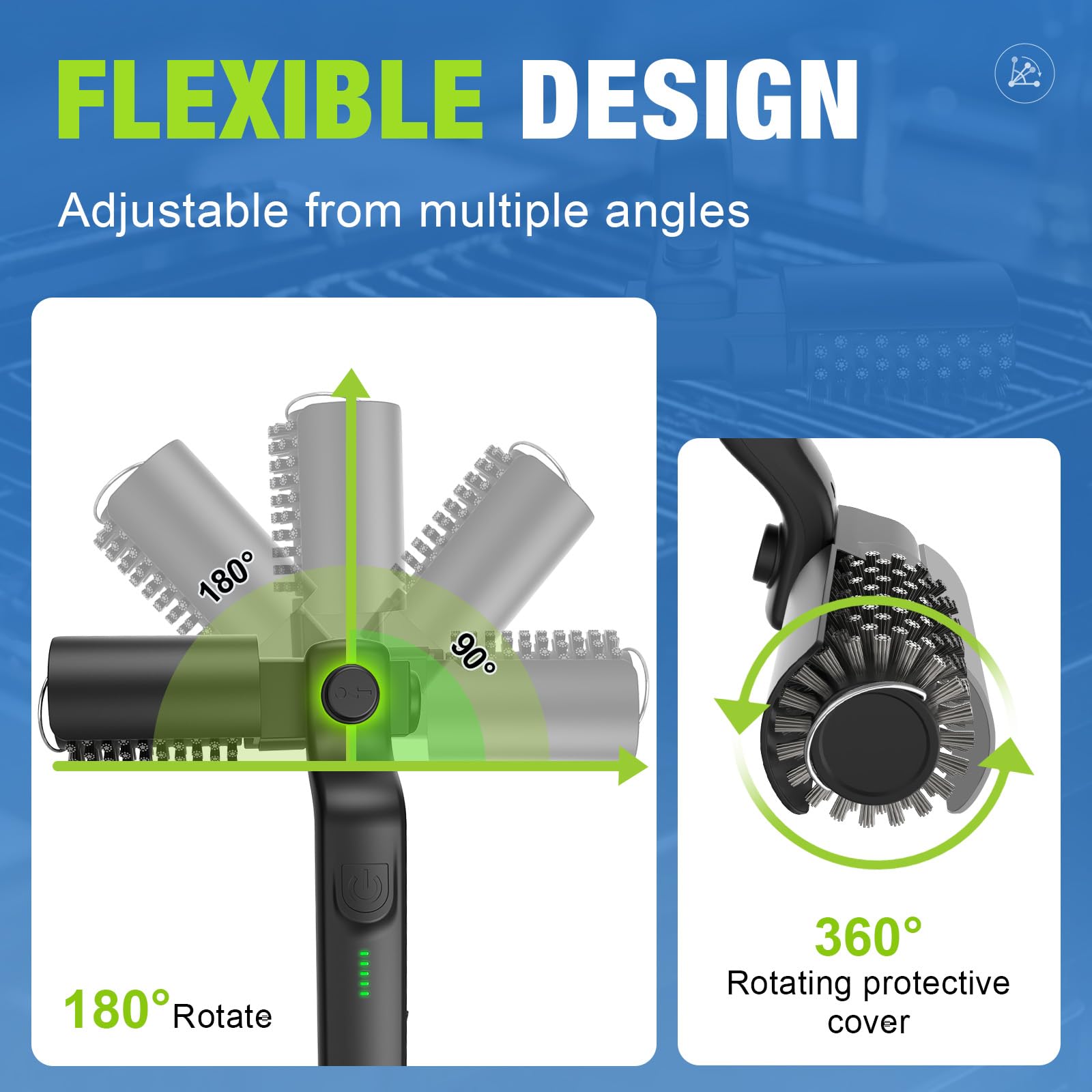 Ranopu 300-400 RPM spin blasts away charred residue and grease.
