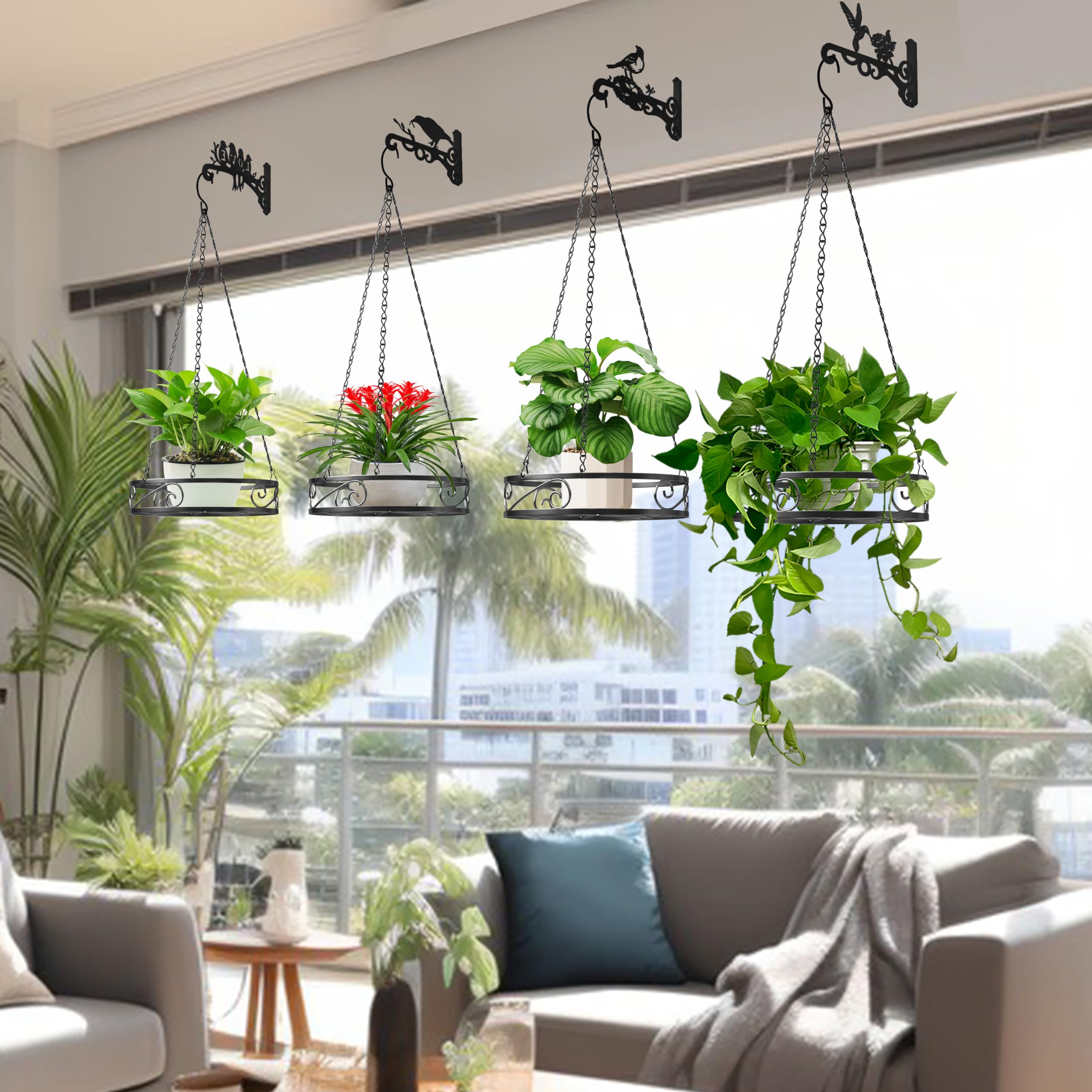 RANRTI garden-decor four-pack hanger supports flexible greenery setups.