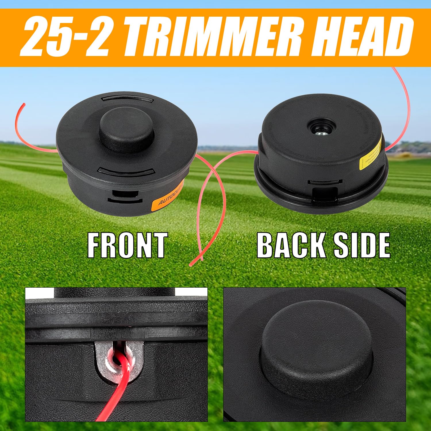 RANSOTO AutoCut 25-2 trimmer head spool-nylon core emphasizes wear-resistant construction.