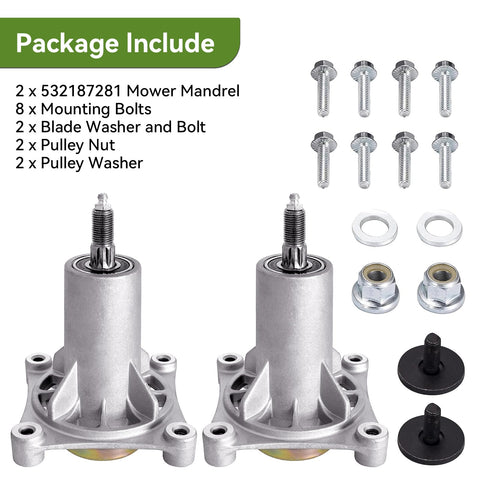 Ranwin spindle assembly with bolts and pulley nuts for quick installation
