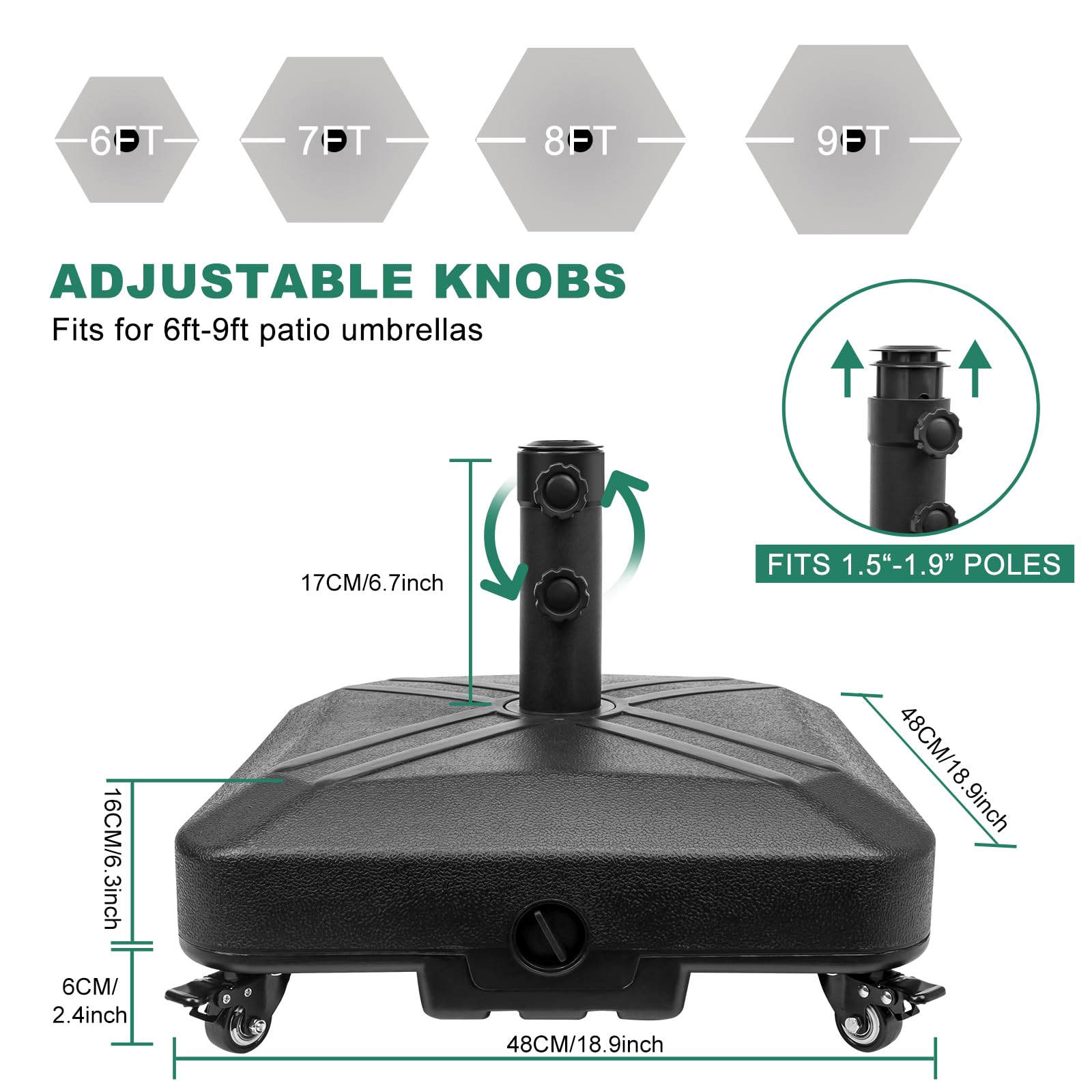 RAOKUKH heavy duty base with 125 lb capacity for stability.