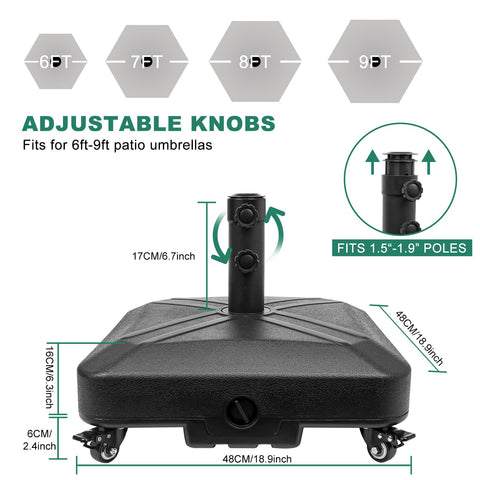 RAOKUKH heavy duty base with 125 lb capacity for stability.
