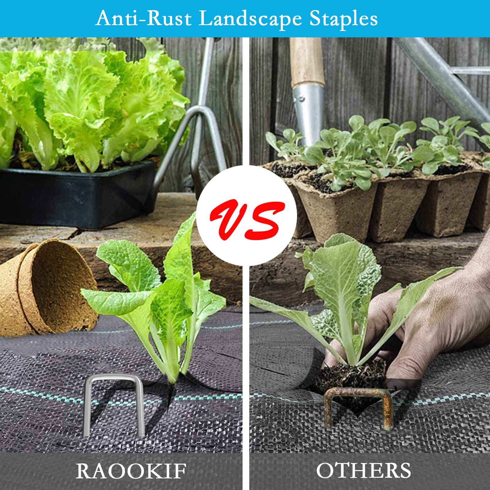 RAOOKIF 100-pack of garden stakes arranged for large projects.