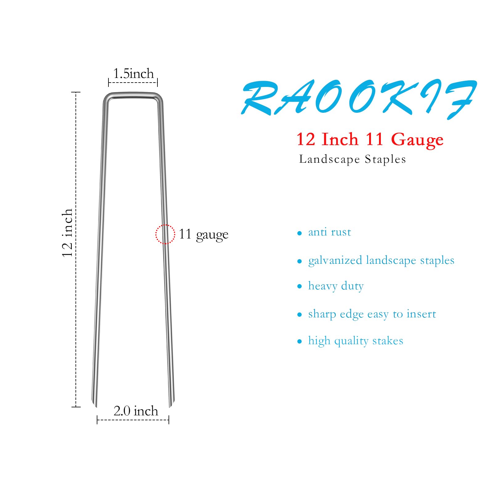 RAOOKIF 11ga heavy-duty ground stake designed for secure landscape installs.