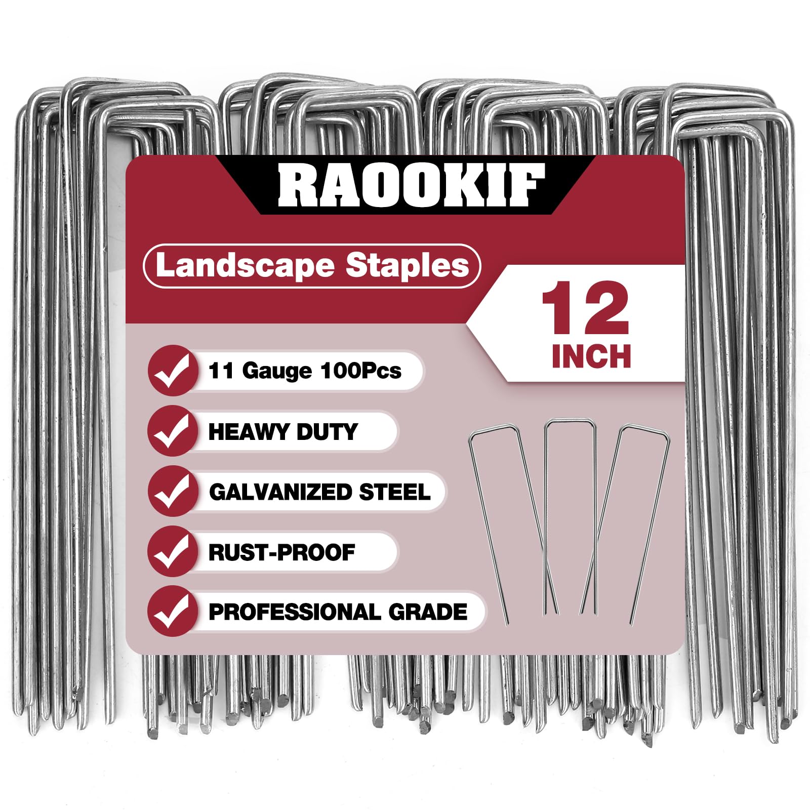 RAOOKIF 12-inch galvanized garden stake on soil for sturdy anchoring.