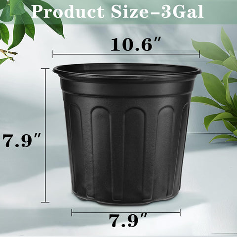 RAOOKIF 3-gallon pot height for compact shelving and greenhouse racks.
