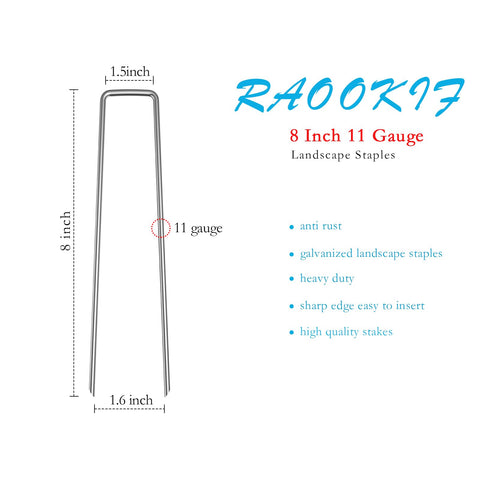 RAOOKIF anti-rust galvanized stakes demonstrating durability for outdoor fences and hoses.