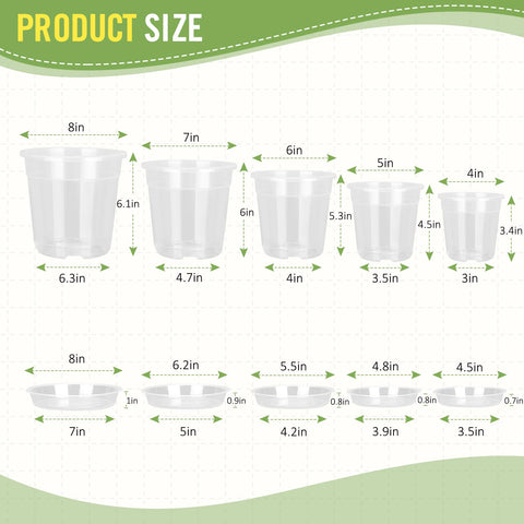 RAOOKIF clear nursery pot 5-inch with tray supports root visibility