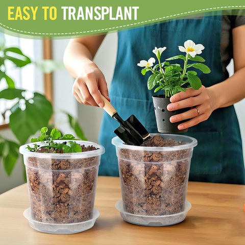 RAOOKIF clear nursery pot 8-inch with tray supports larger plants