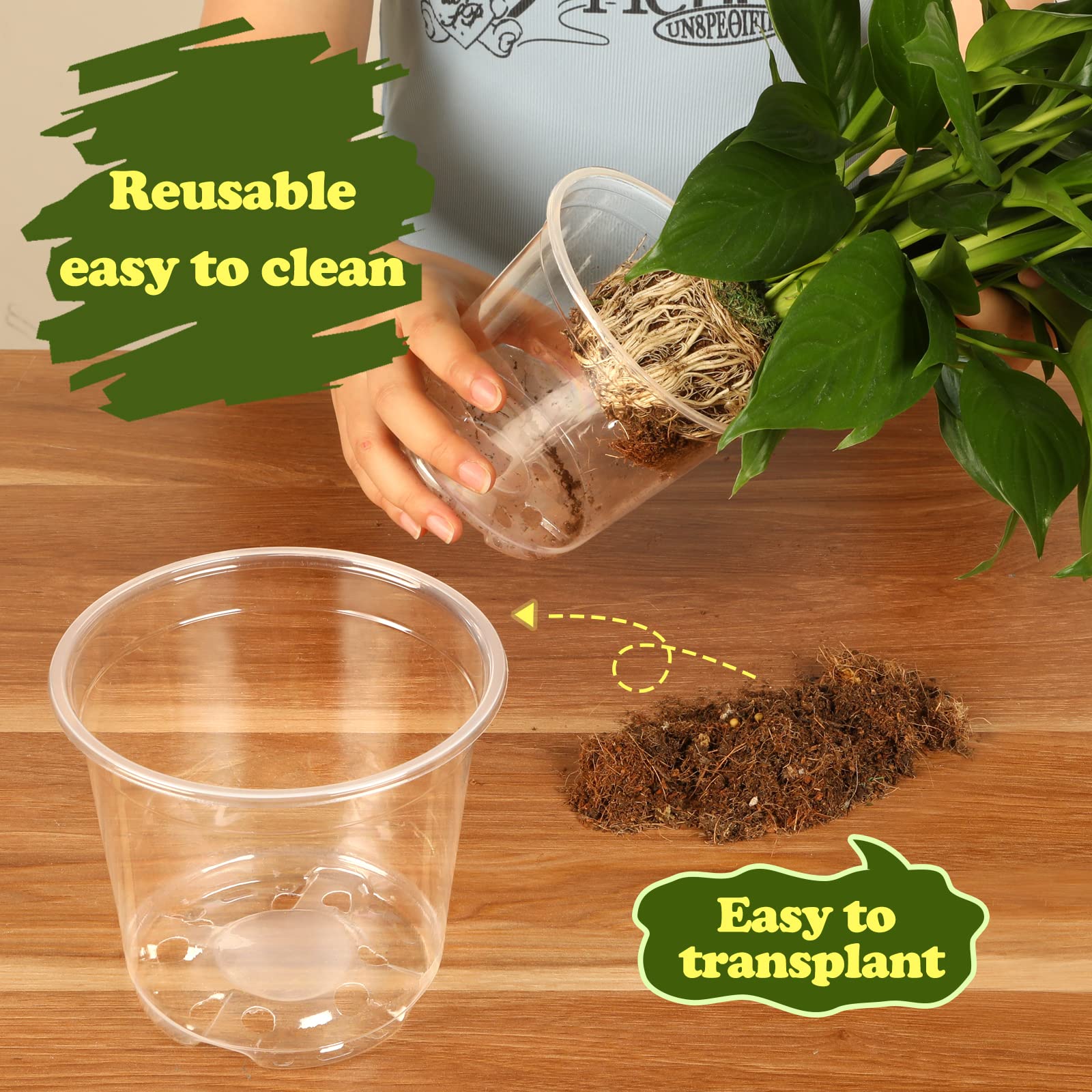 RAOOKIF durable PP plastic pot withstands reuse and handling.