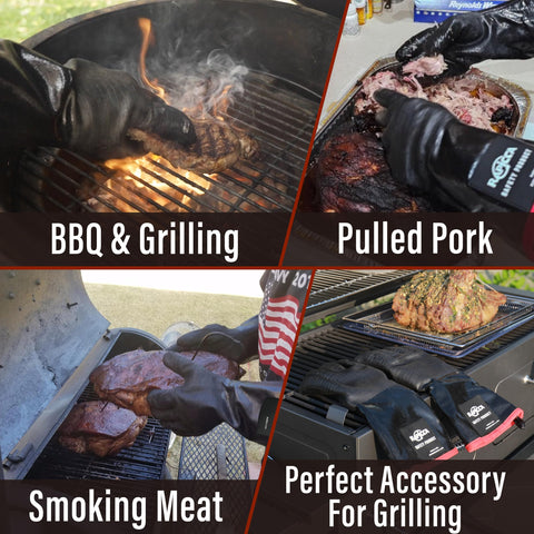 RAPICCA gloves providing extended forearm protection during grilling
