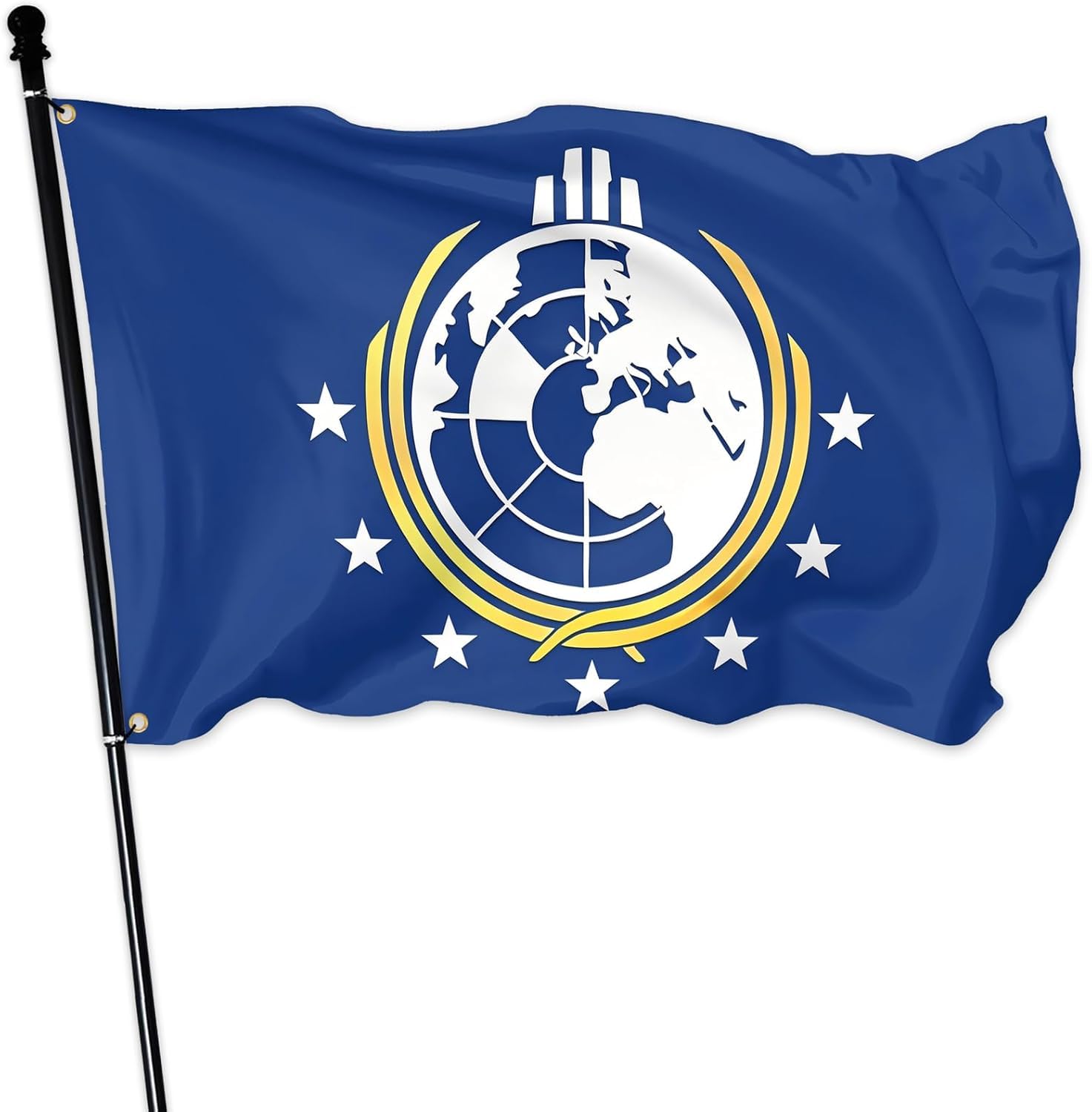 Rarelemon spy globe flag double-sided banner, durable and waterproof for bold gaming decor and stealth vibes.