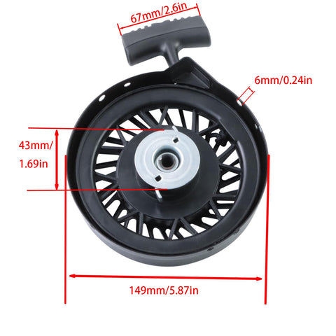 RAROZEEK recoil starter side view showing compact metal housing for durability
