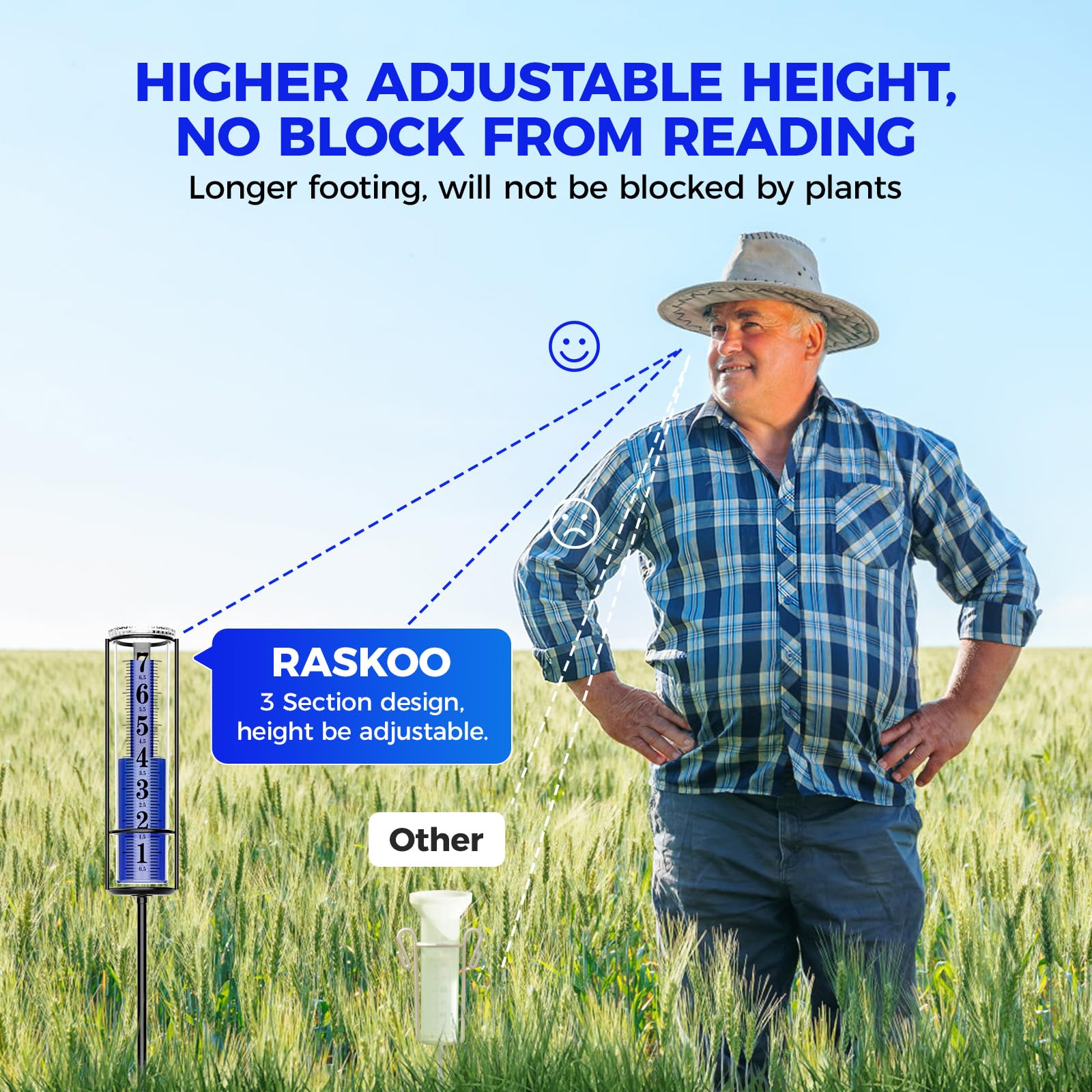 RASKOO H-shape foot keeps the stake upright in breezy conditions
