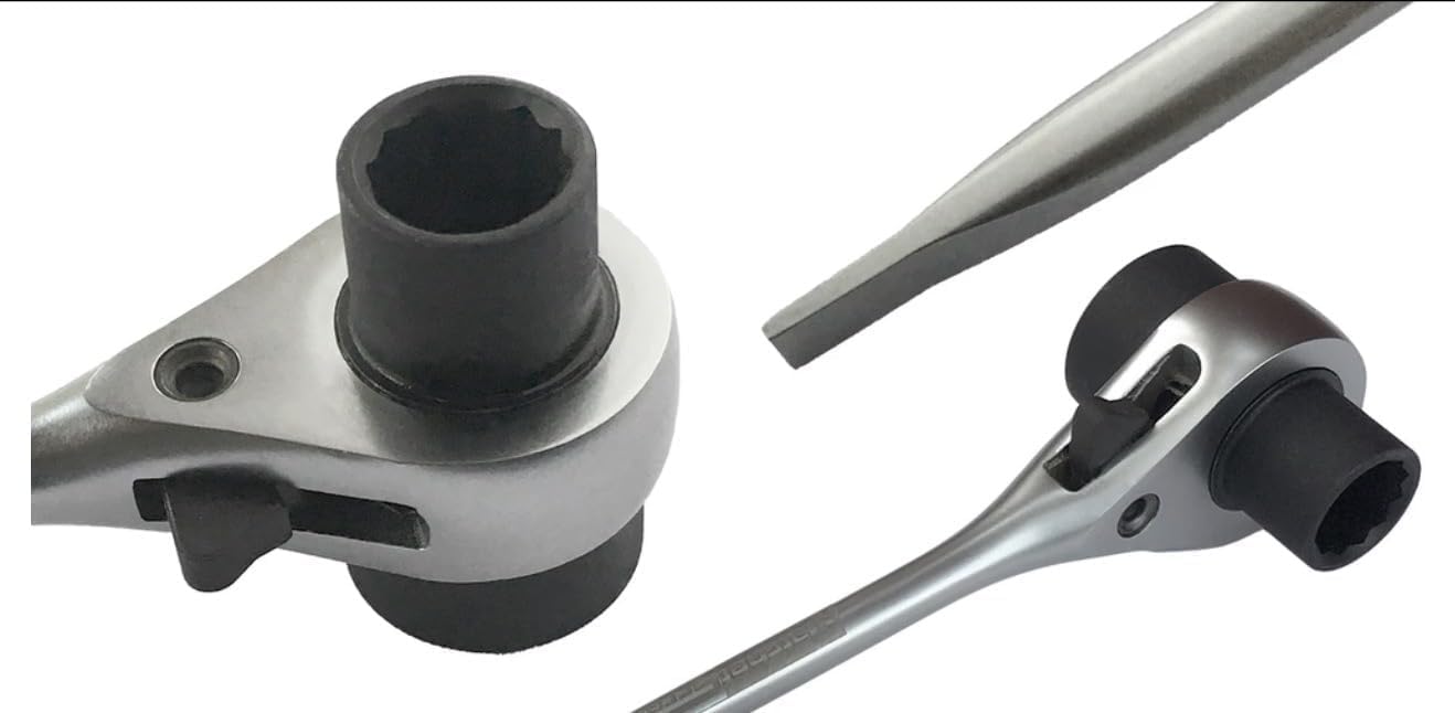 RatchetScrench T-bar handle delivers extra torque in tight spaces.