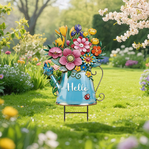 RattanView spring yard sign features daisies and butterflies for vibrant curb appeal.