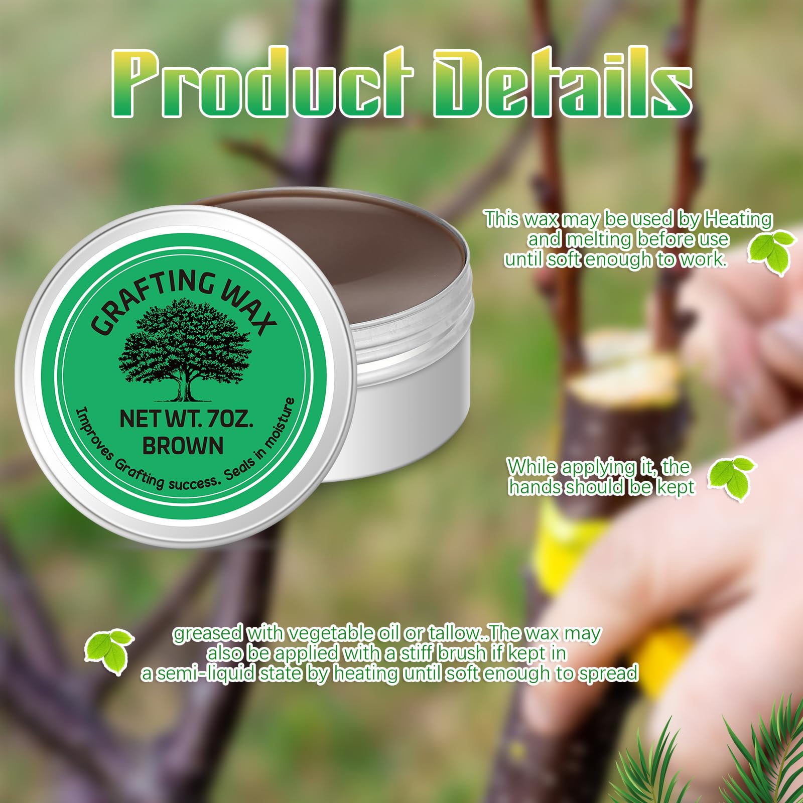 RattanView wax softened for easy, even application on graft wounds and branches.