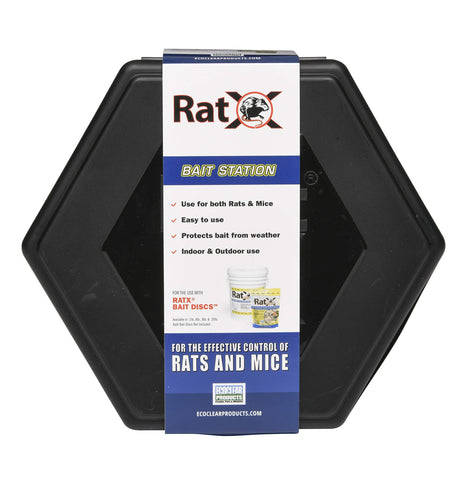 RatX EcoClear 620301-3D rodent station; weatherproof bait box for indoor/outdoor use.