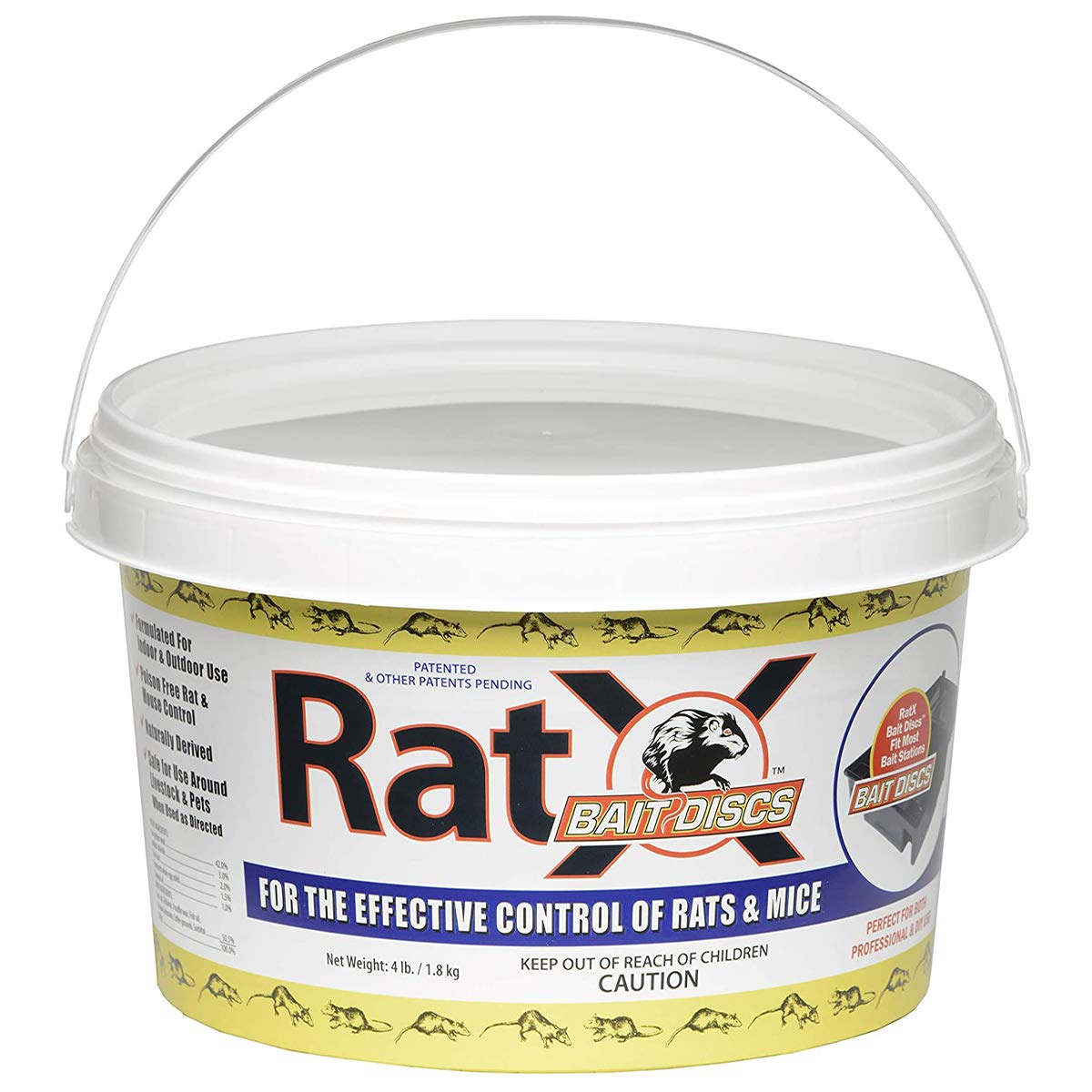 RatX EcoClear discs inside a bait station for humane rodent control