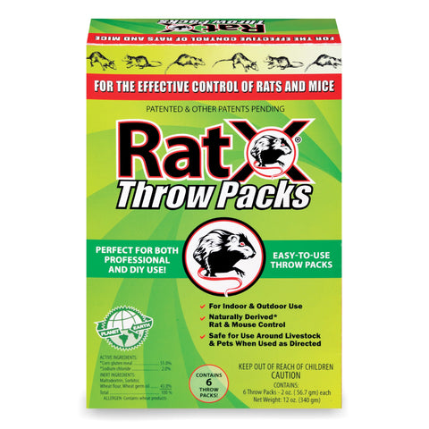 RatX Throw Pack in action near a wall to deter rodents safely.