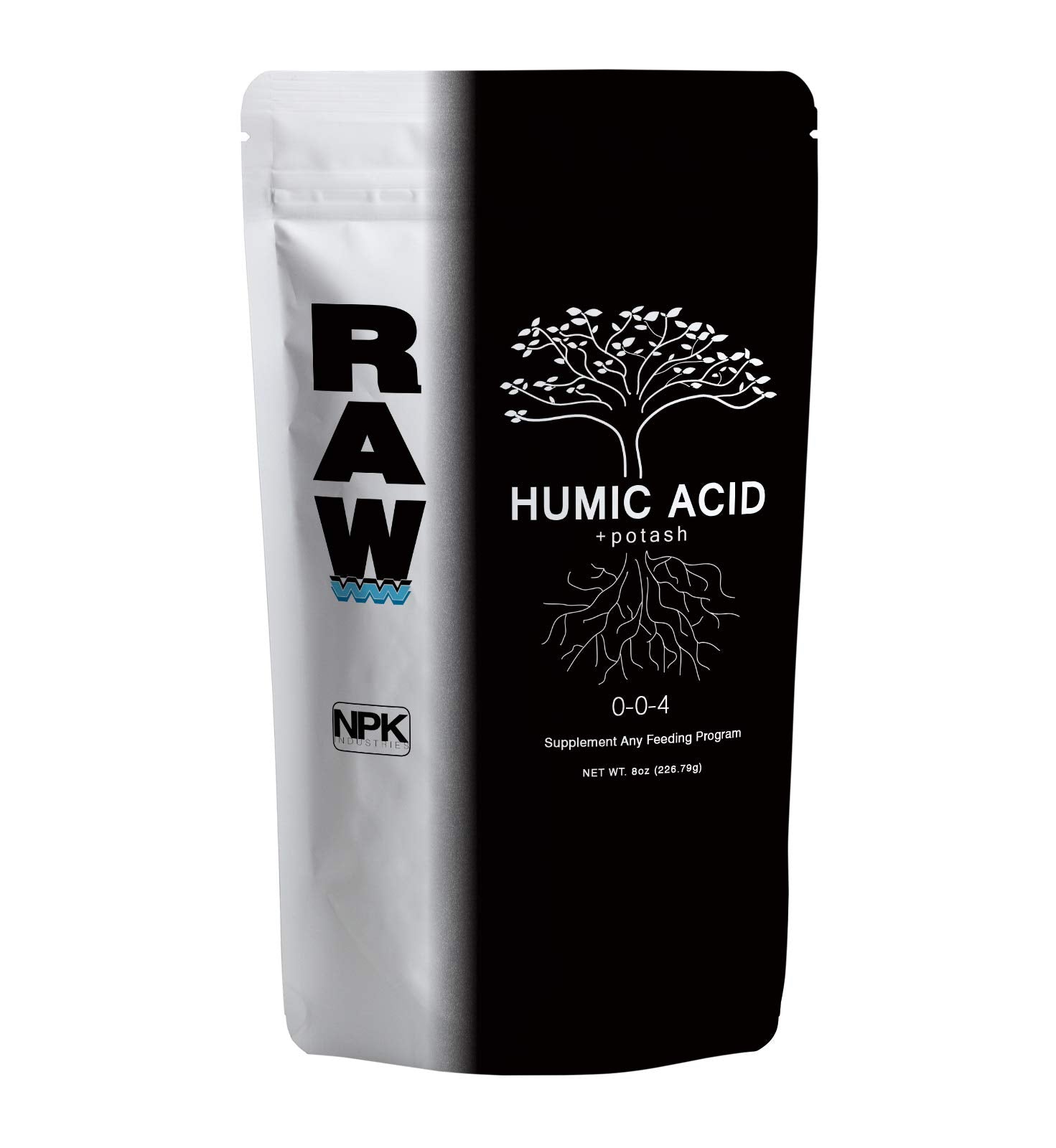 RAW Humic Acid 8 oz bottle pour showing easy, mess-free application.