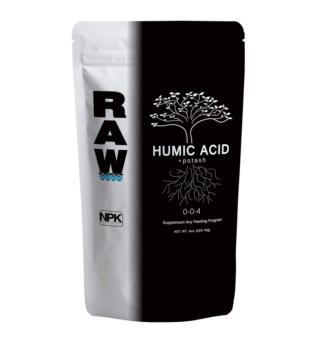 RAW Humic Acid 8 oz bottle pour showing easy, mess-free application.