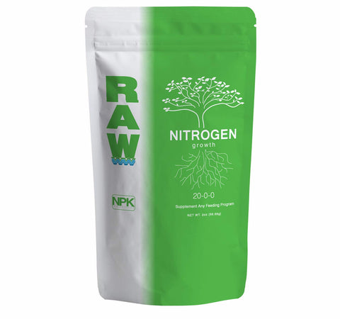 RAW Nitrogen fertilizer 2oz bottle delivers quick nitrogen nutrition for vegetative growth