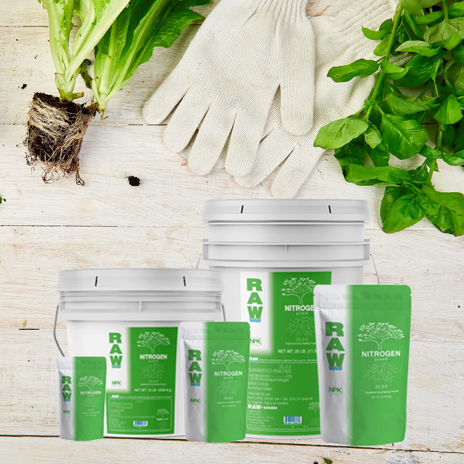 RAW Nitrogen supports lush leaves and sturdy stems during vegetative stage