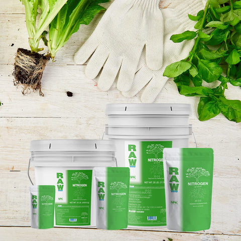 RAW Nitrogen supports lush leaves and sturdy stems during vegetative stage