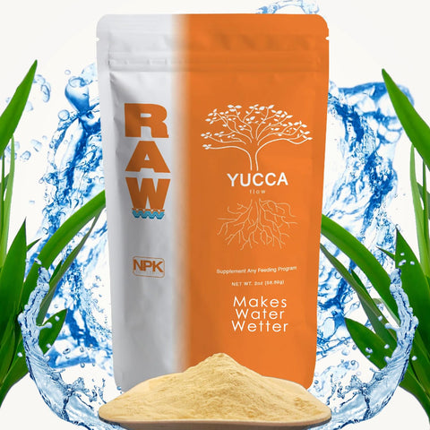 RAW Yucca Flow dissolving into water during mixing for irrigation