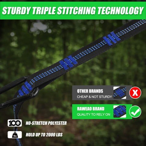Raweao 20ft-combined straps enable quick, flexible campsite setup.
