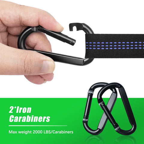 Raweao hammock straps with carabiners enable easy repeatable setups.