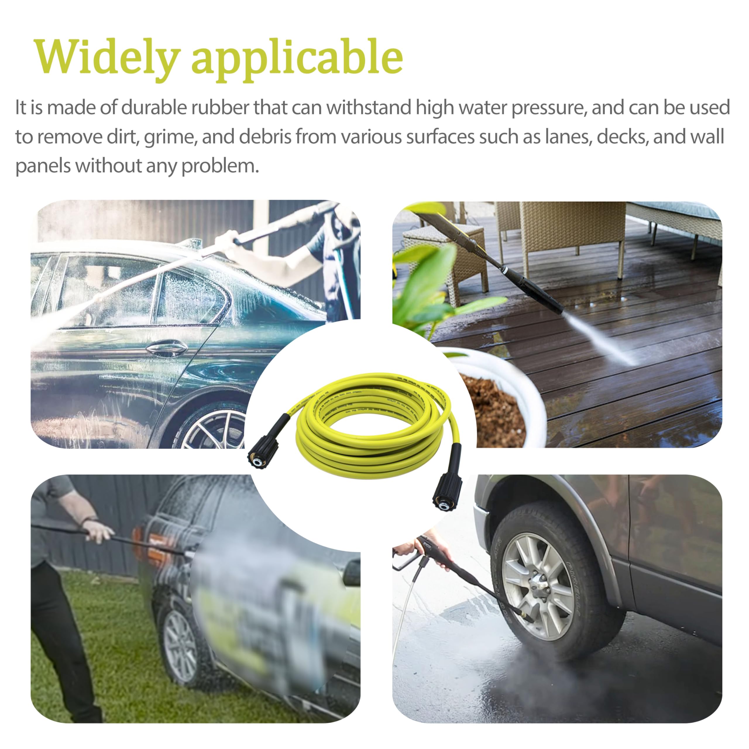 Rawolp Ryobi 50ft hose enables thorough cleaning around home and workshop.