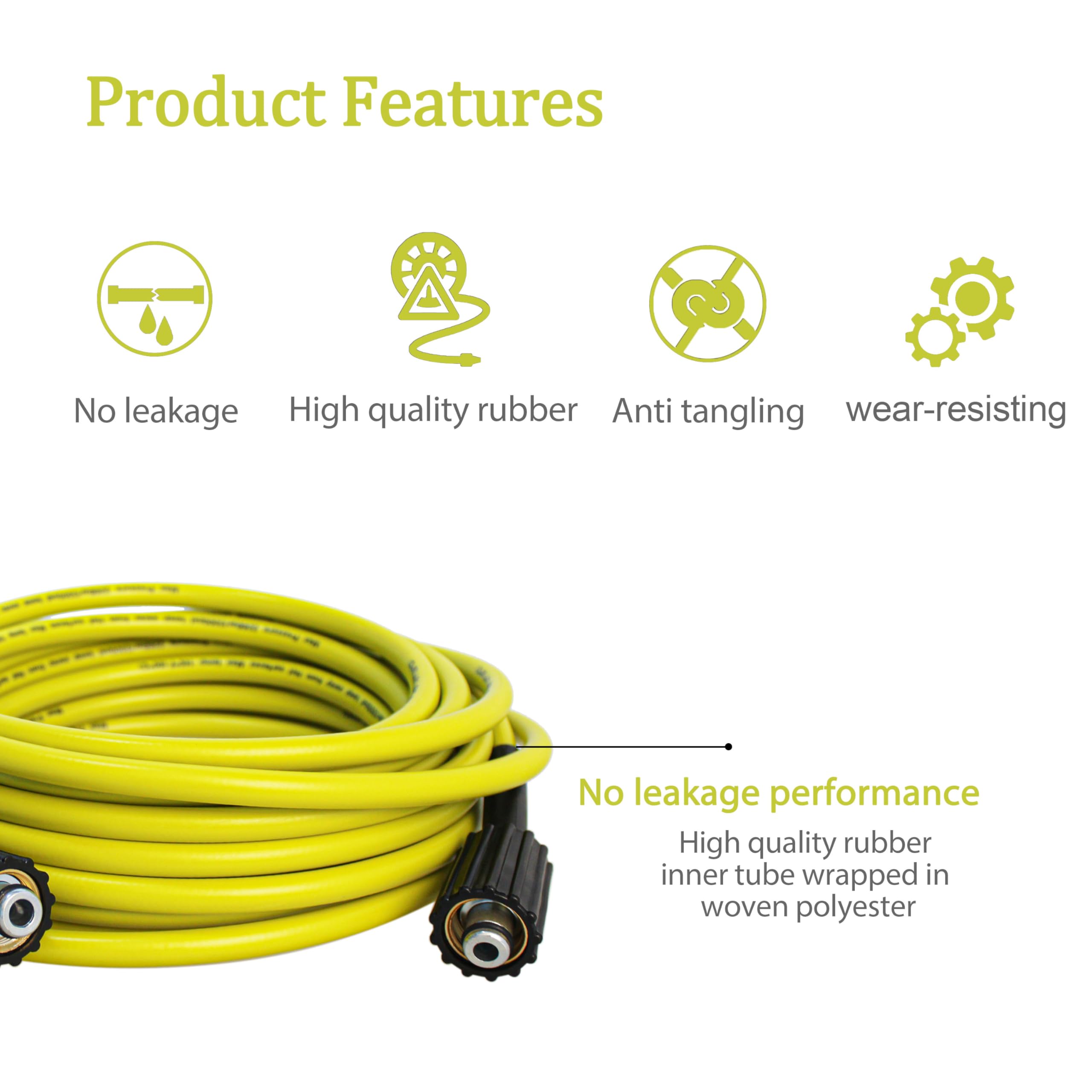 Rawolp Ryobi hose with rubber inner tube and braid for durability.