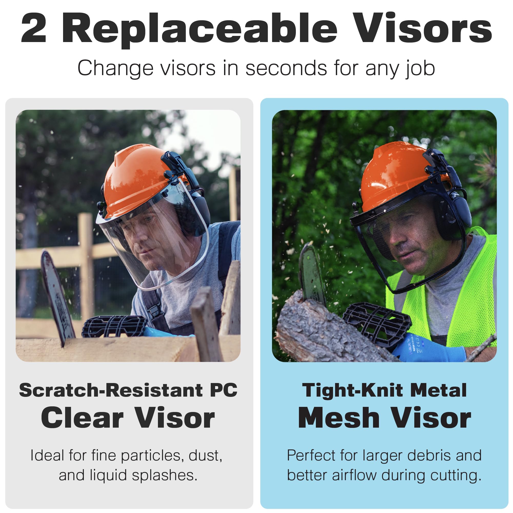 Raxwell metal mesh visor provides debris protection with airflow.