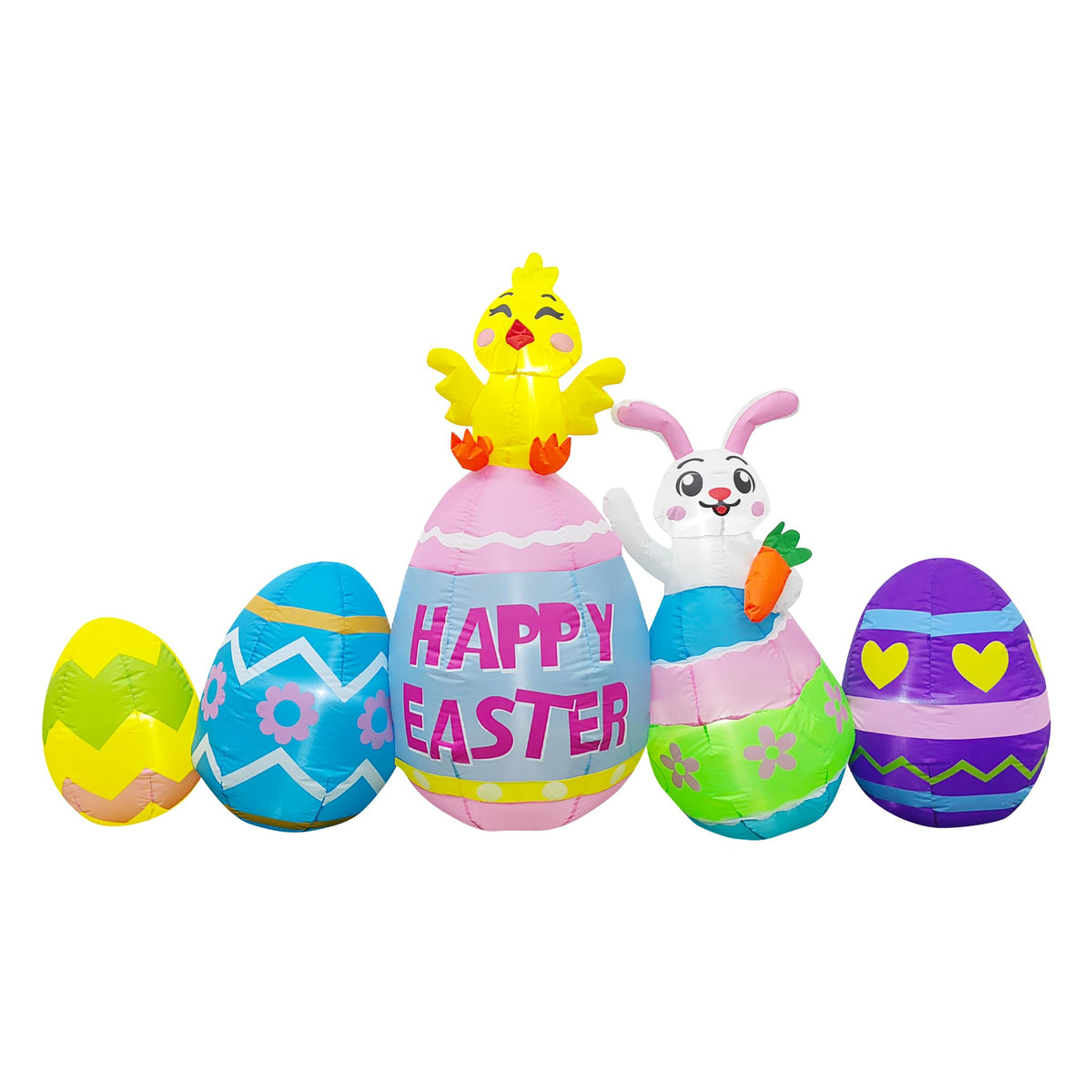 Raymall 7FT Easter inflatable bunny and LED eggs for bright outdoor display