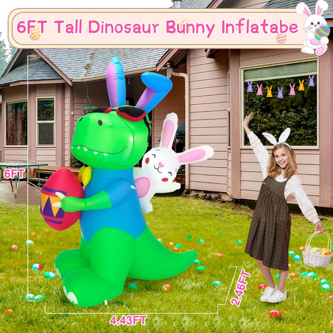 Raymall Easter dinosaur with eggs detail highlights bright, playful holiday décor