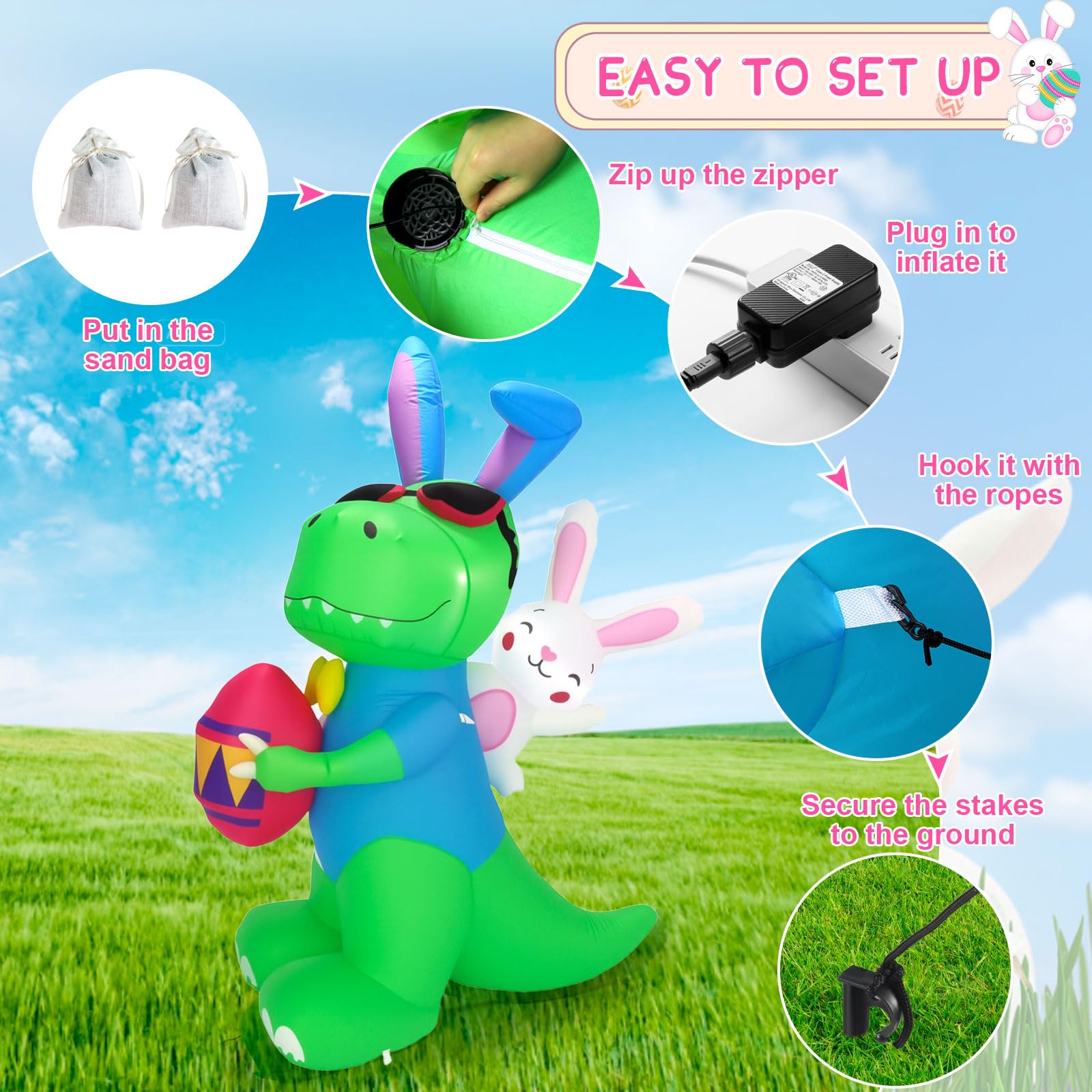Raymall Easter inflatable in dusk ambience creates a welcoming outdoor scene