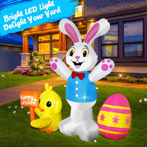 Raymall Easter inflatable egg lit by LEDs for festive nighttime glow