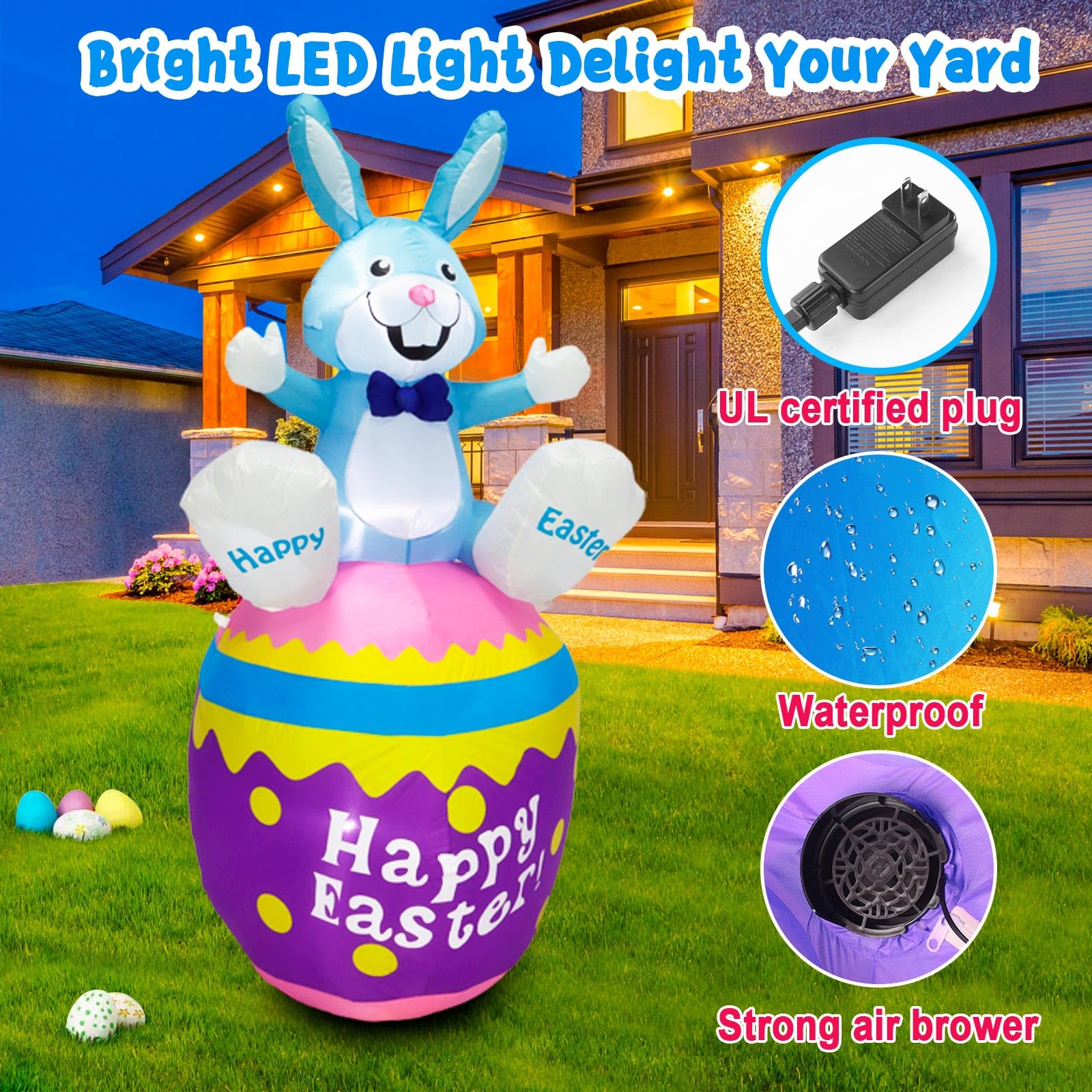 Raymall easy-setup inflatable self-inflates quickly with included blower.