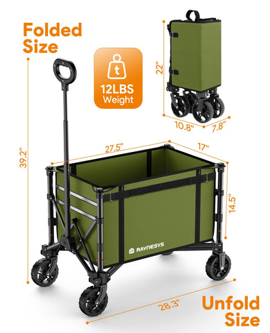 Raynesys collapsible wagon cart all-terrain wheels for smooth pulls